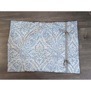 Blue white classic standard pillow shams gray ribbon detail 100% polyester